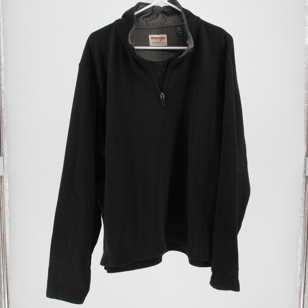 Wrangler Men's Black Fleece Quarter Zip Pullover Sweater Size 2XL‎
